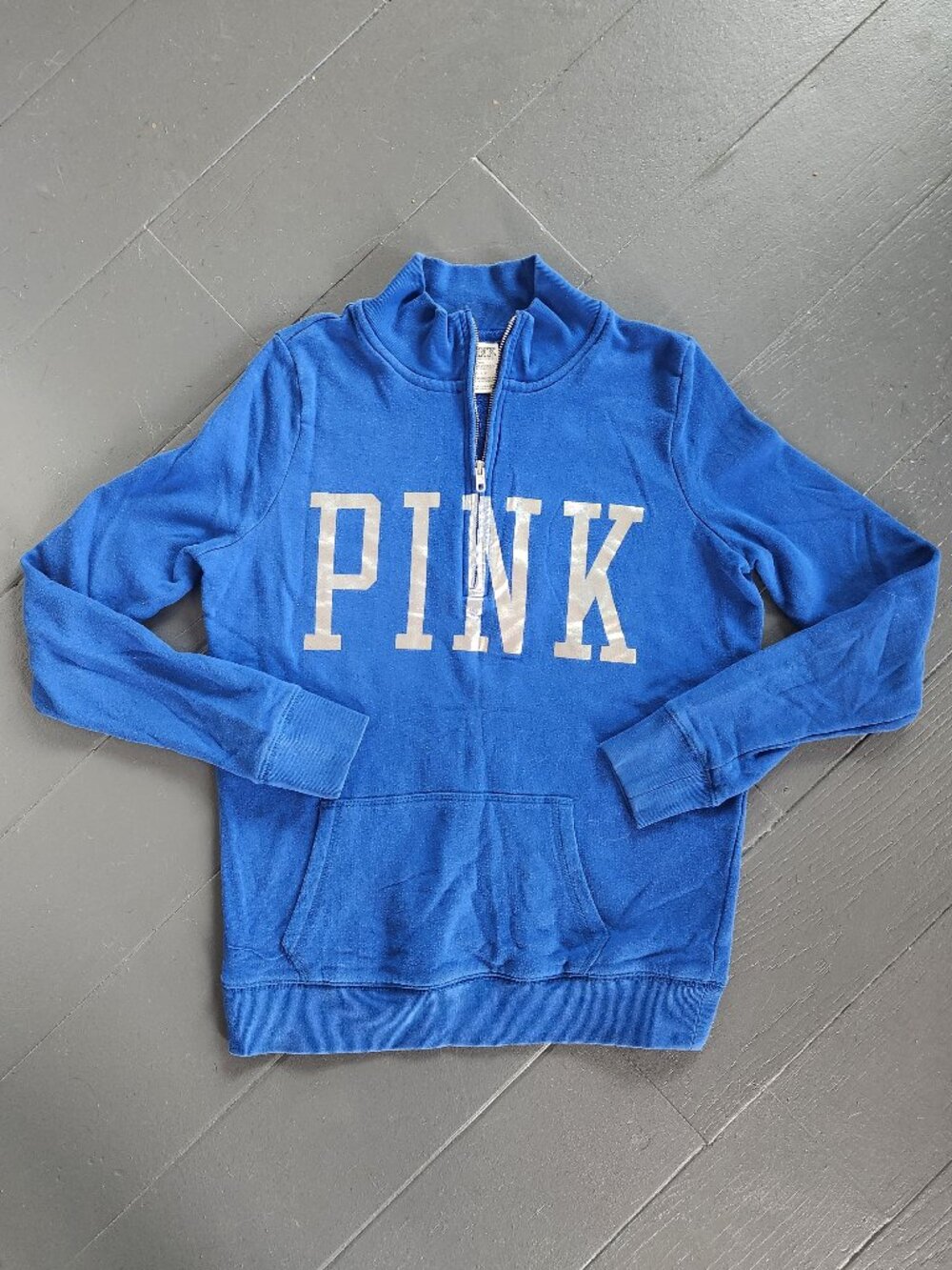 🐊Victoria's Secret PINK Florida Gators Blue Quarter Bling Sequin-Zip Pullover-S